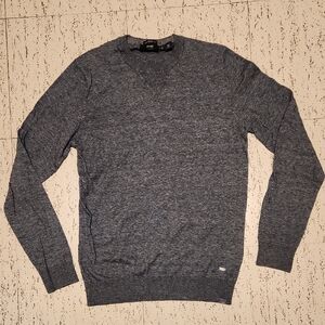 Hugo Boss Grey Italian Yarn Lightweight Knit Crewneck Pullover Sweater